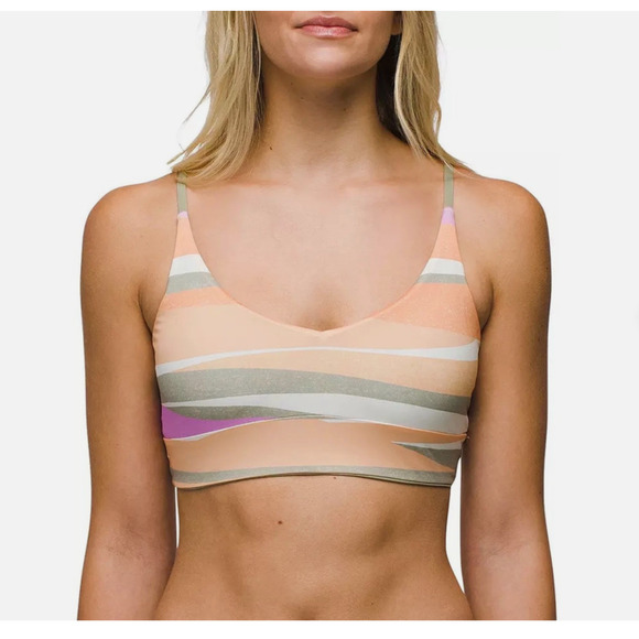Prana Swimwear Top Womens Large Willow Falls Reversible Top in Waves Orange - Picture 1 of 7